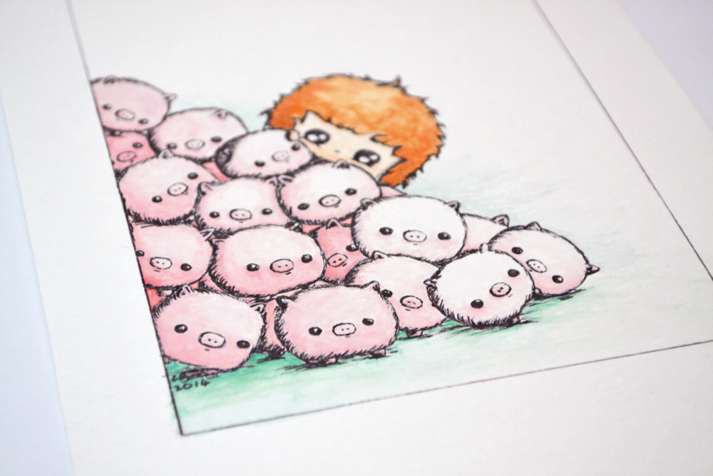 1000x667 Pile Of Piggies A Small Watercolour Painting. - Kawaii Watercolor