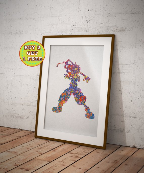 570x684 Kingdom Hearts Watercolor Kingdom Hearts Poster Sora Etsy - Kingdom Hearts Watercolor