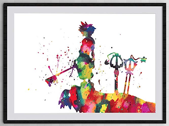 666x500 Kingdom Hearts Sora Watercolor Art Print - Kingdom Hearts Watercolor