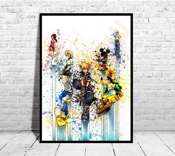 570x508 Kingdom Hearts Inspired Poster Size Up To 33x47 Etsy - Kingdom Hearts Watercolor