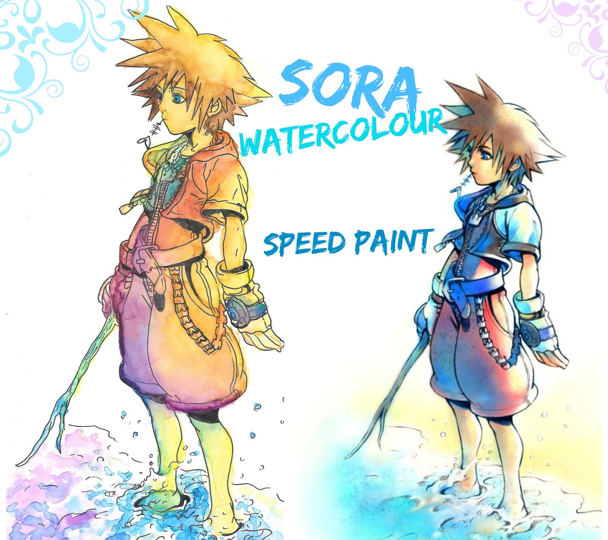 2000x1778 Watercolour Speed Paint Fanart Sora From Kingdom Hearts - Kingdom Hearts Watercolor