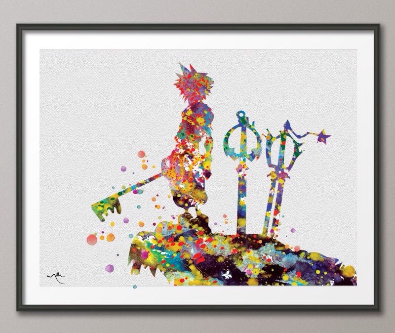 800x674 Watercolor Landcolor Skycolor Kingdom Hearts Sora Inspired 2 - Kingdom Hearts Watercolor