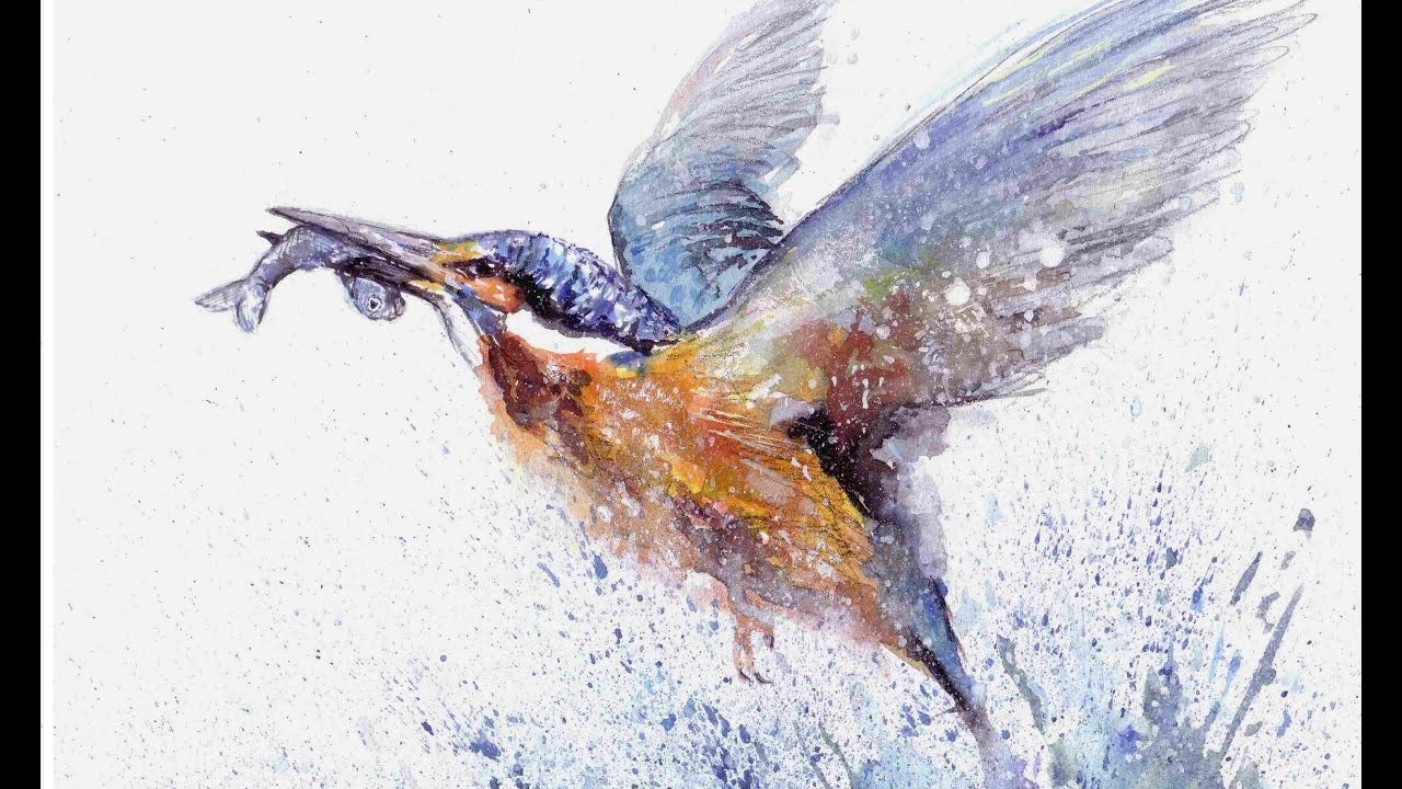 1280x720 Kingfisher Watercolour Speed Painting - Kingfisher Watercolor