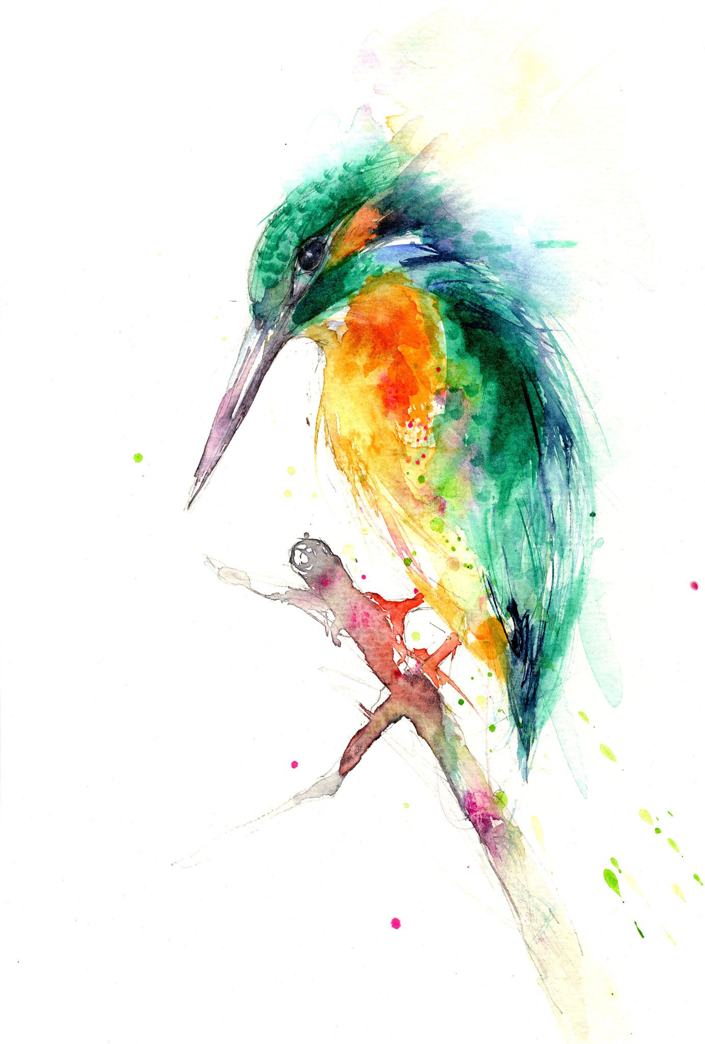 1384x2048 Kingfisher Limited Edition Print - Kingfisher Watercolor