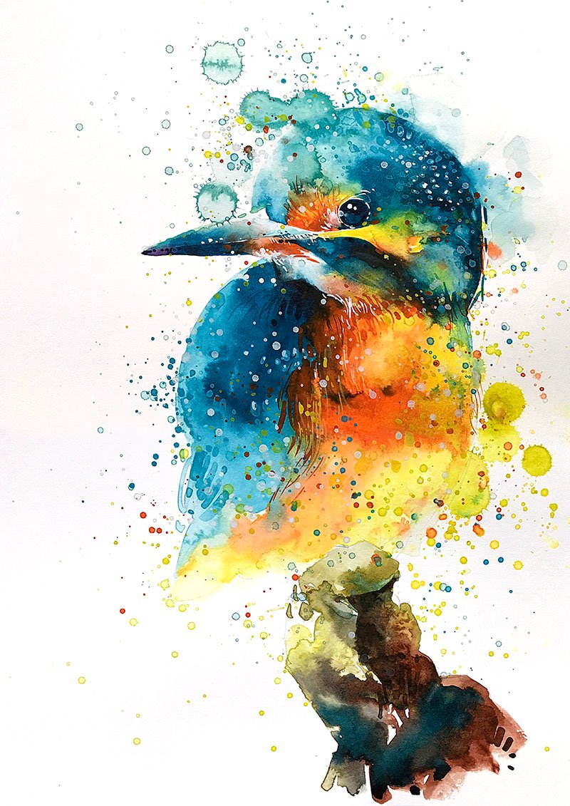 800x1131 Kingfisher Watercolour Painting A3 11.7 X 16.5 Inches - Kingfisher Watercolor