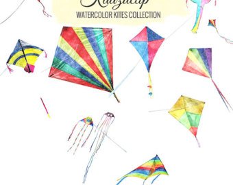 340x270 Kite Watercolour Etsy - Kite Watercolor