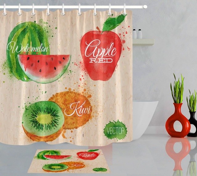 640x571 Lb 180180 Watercolor Watermelon Shower Curtains Apple Kiwi Fruit - Kiwi Watercolor