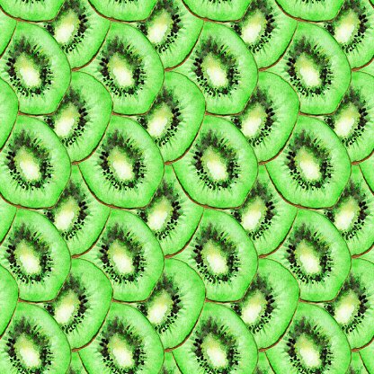 416x416 Watercolor Kiwi Slice Fruit Seamless Pattern Texture Background - Kiwi Watercolor
