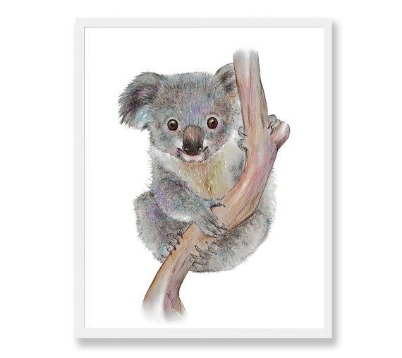 570x507 Koala Print Koala Bear Art Koala Watercolor Painting Nursery Etsy - Koala Watercolor