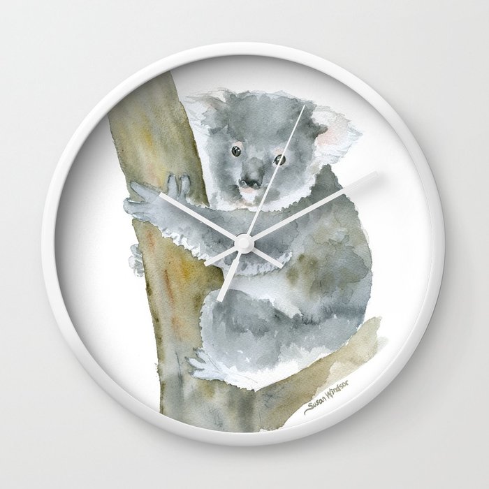700x700 Koala Watercolor Painting Wall Clock By Susanwindsor Society6 - Koala Watercolor
