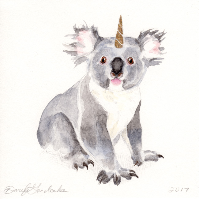 650x650 Koalacorn ~ 4x4 Original Watercolor - Koala Watercolor