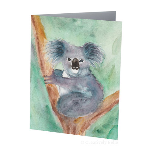 500x500 Watercolour Australian Koala Greeting Card Creatively Belle - Koala Watercolor