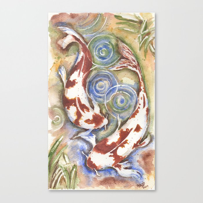 700x700 Koi Fish Watercolor Painting Canvas Print By Teenujadahari Society6 - Koi Fish Watercolor