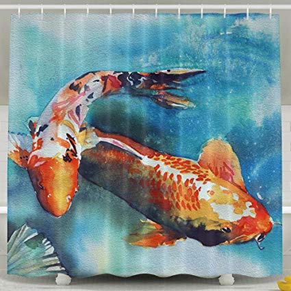425x425 Koi Fish Watercolor Fashion Shower Curtain Deluxe - Koi Fish Watercolor