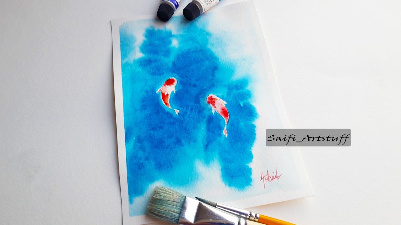1280x720 How To Super Easy Paint Koi Fish With Watercolor By Saifi Artstuff - Koi Fish Watercolor