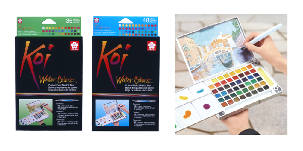 600x300 Koi Water Colors Field Sketch Box, 36 Color Amp 48 Color Sets - Koi Watercolor