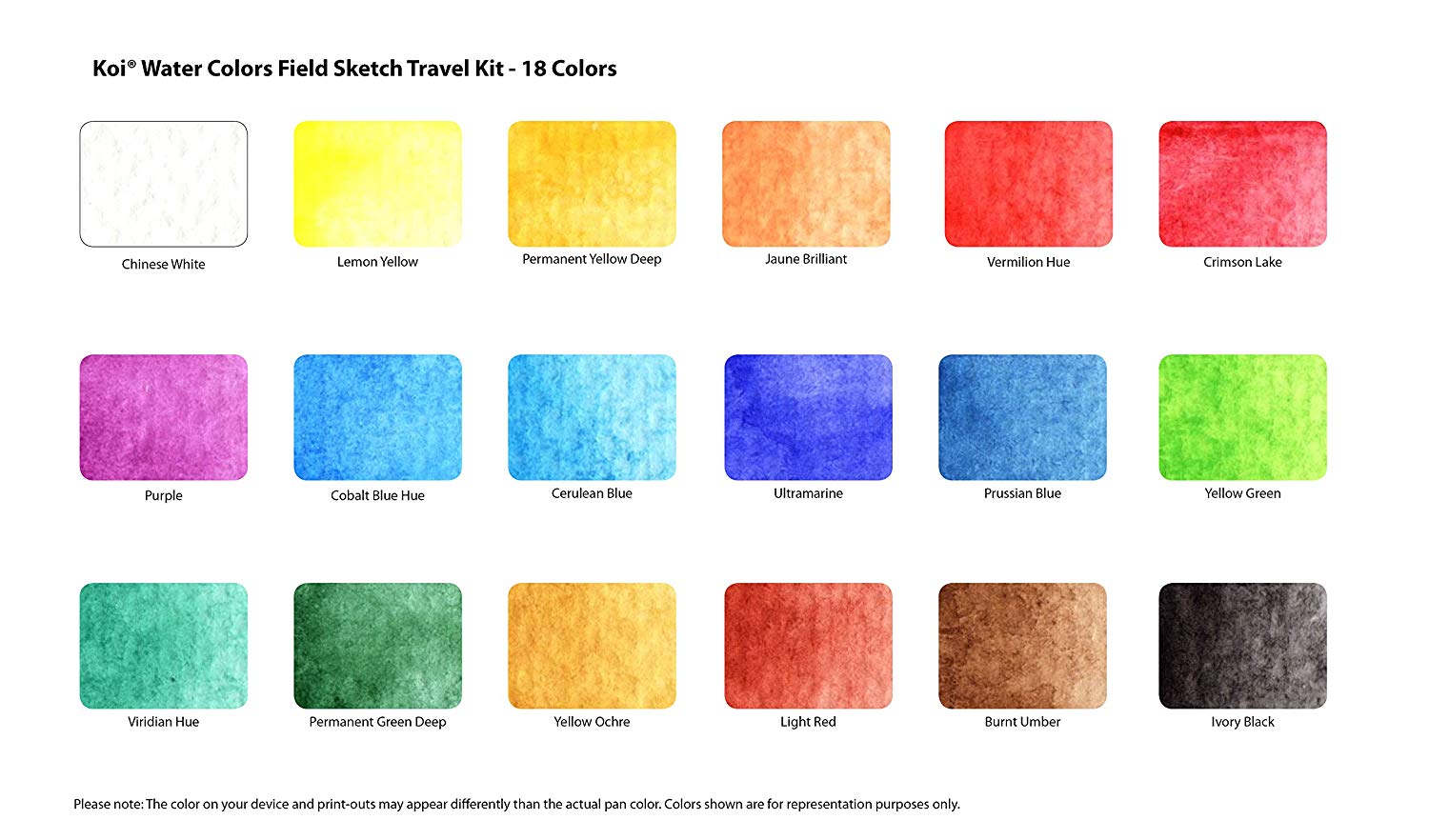 1500x882 Sakura Xncw 18n, 18 Assorted Watercolors Field Sketch - Koi Watercolor Travel Set