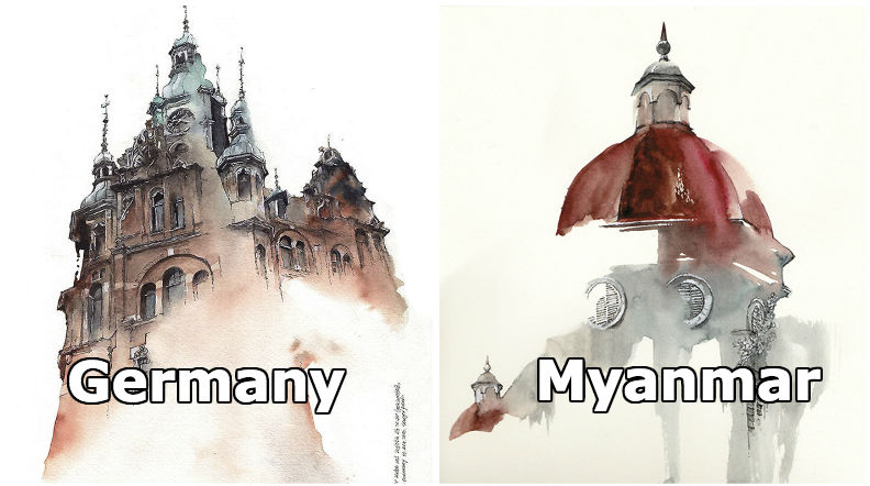 792x442 Korean Artists Creates Stunning Watercolor Paintings Of The Cities - Korean Watercolor