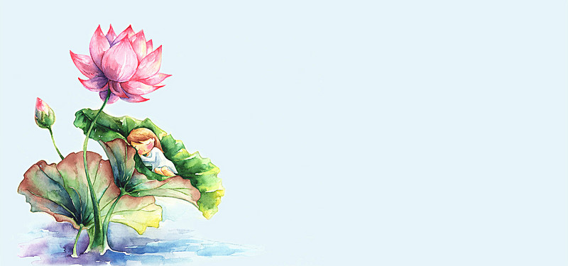 800x375 Girl Watercolor Painted Background, Illustration, Korean - Korean Watercolor