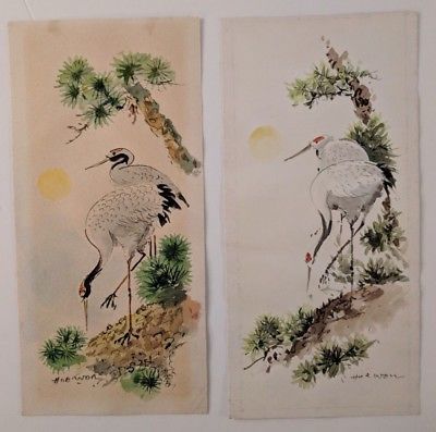 400x397 A Pair Of Original Signed Watercolor Paintings By Listed Korean - Korean Watercolor Paintings