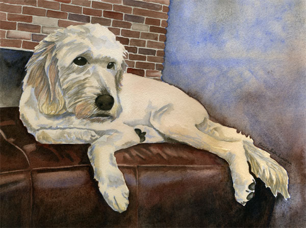 600x447 Pet Portraits From Photosalabama Artist Eileen Slifer Sunstrom - Labradoodle Watercolor