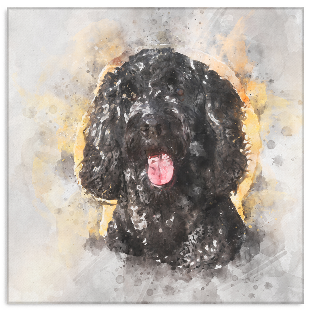 1024x1024 Black Labradoodle Goldendoodle Watercolor Wall Canvas Devoted To - Labradoodle Watercolor