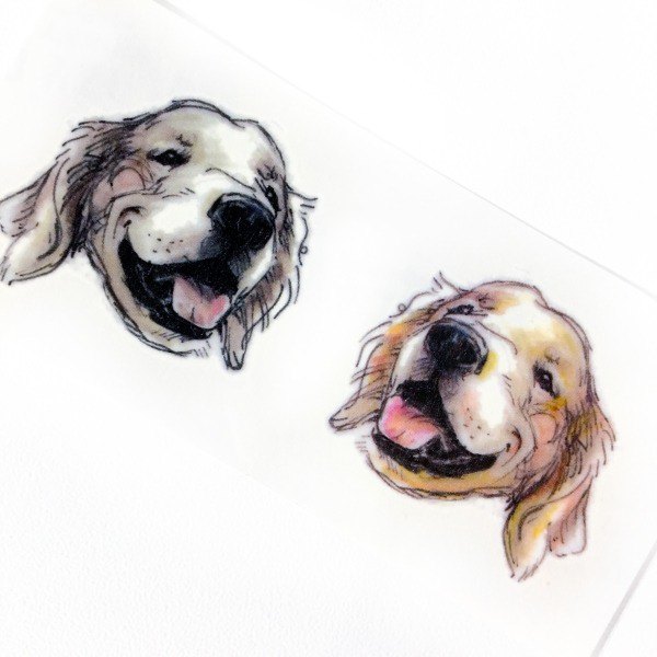 600x600 Pet Labrador Dog Temporary Tattoo Sticker Golden Retriever Puppy - Labrador Watercolor