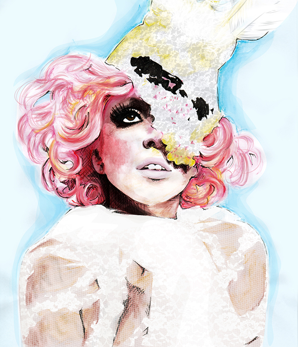 600x698 Lady Gaga Mixed Media On Behance - Lady Gaga Watercolor