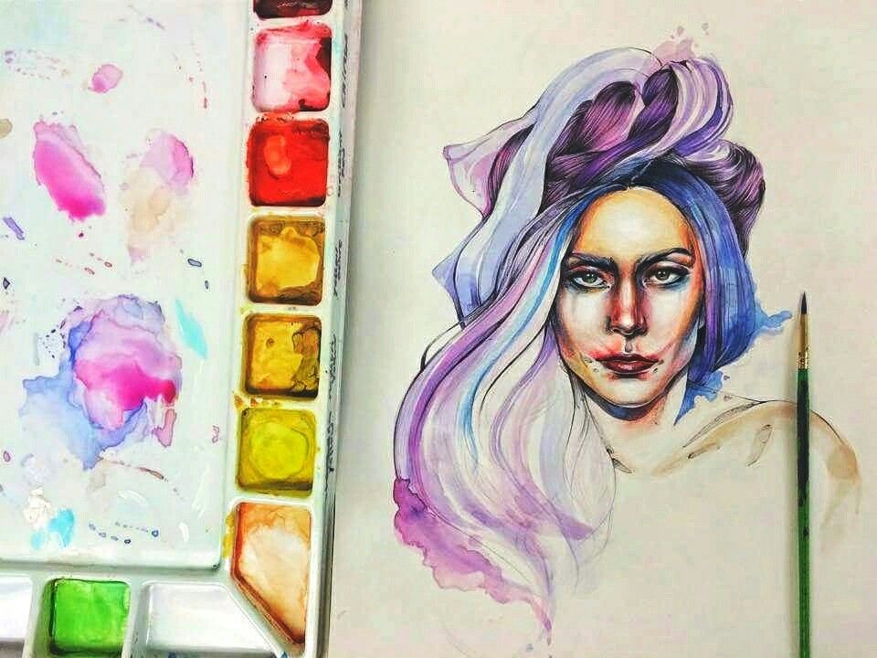 960x720 Lady Gaga By Me Yevhen Karankevych. - Lady Gaga Watercolor
