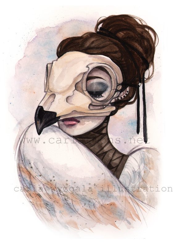577x800 Skull Masquerade Watercolor Series By Carlations Carla Wyzgala - Lady Watercolor