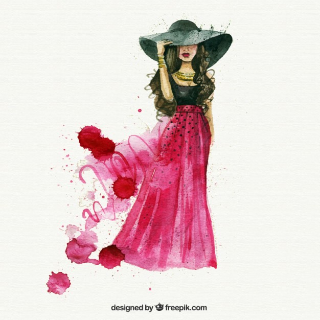 626x626 Watercolor Fashion Woman Vector Premium Download - Lady Watercolor
