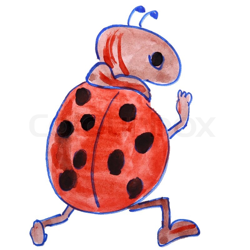 800x800 Watercolor Drawing Kids Cartoon Ladybug On A White Background - Ladybug Watercolor