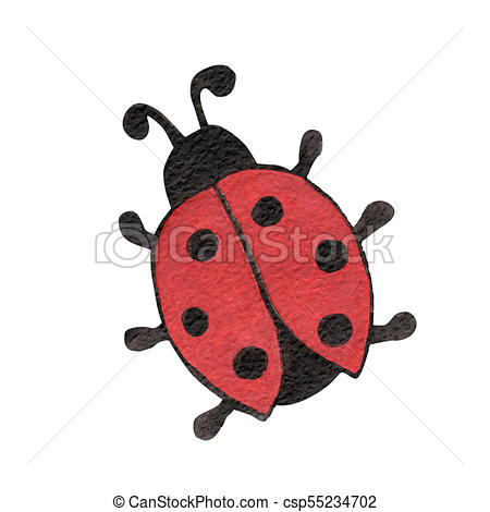 450x470 Watercolor Single Ladybug Insect Animal Isolated On A White - Ladybug Watercolor