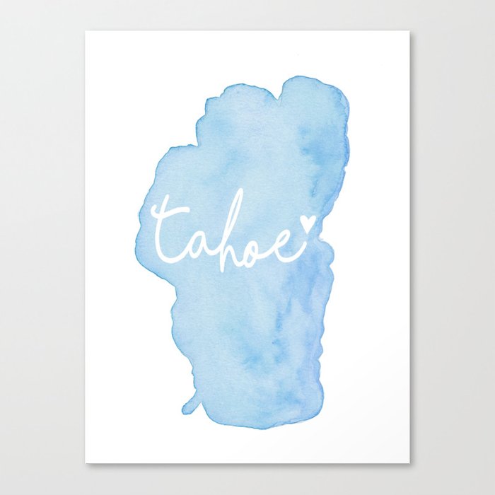 700x700 Shoreline Shape Of Lake Tahoe Canvas Print By Hellotahoe Society6 - Lake Tahoe Watercolor