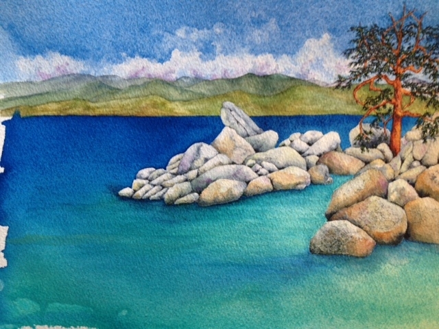 640x480 Watercolor Techniques Lake Tahoe In Watercolor - Lake Tahoe Watercolor