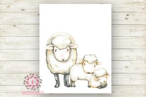 300x200 Boho Sheep Lamb Watercolor Wall Art Print Baby Girl Farm Farmhouse - Lamb Watercolor
