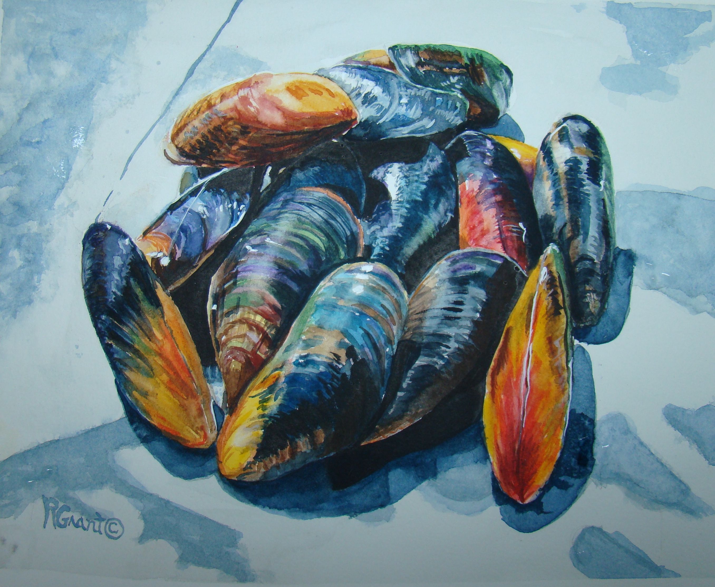 2712x2227 Mussels. 8x10 Watercolor On Lana Watercolor Paper. Class Project - Lana Watercolor Paper