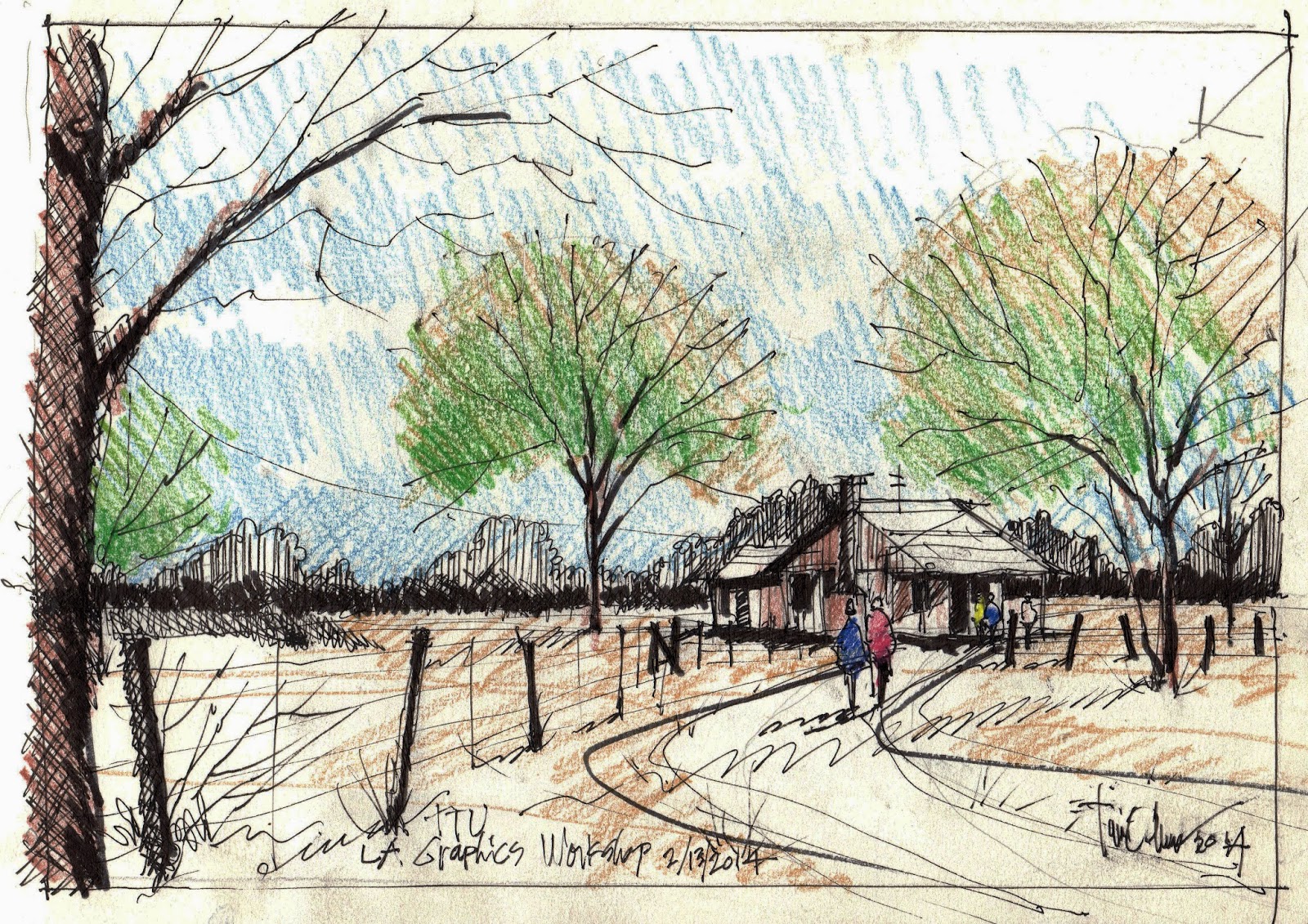 1600x1131 Urban Sketchers Texas A Great Time Sketching With Texas Tech - Landscape Architecture Watercolor