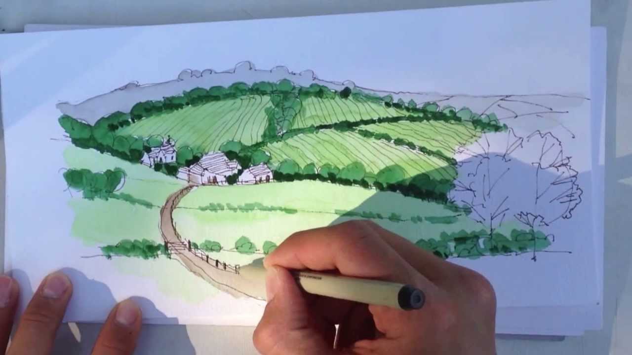 1280x720 How To Draw With Watercolors - Landscape Architecture Watercolor