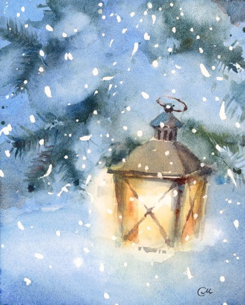 481x600 How To Paint Watercolor Snow 5 Ways Watercolor - Lantern Watercolor