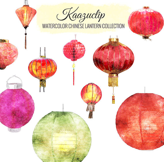 570x560 Watercolor Chinese Lantern Collection Commercial And Personal Use - Lantern Watercolor