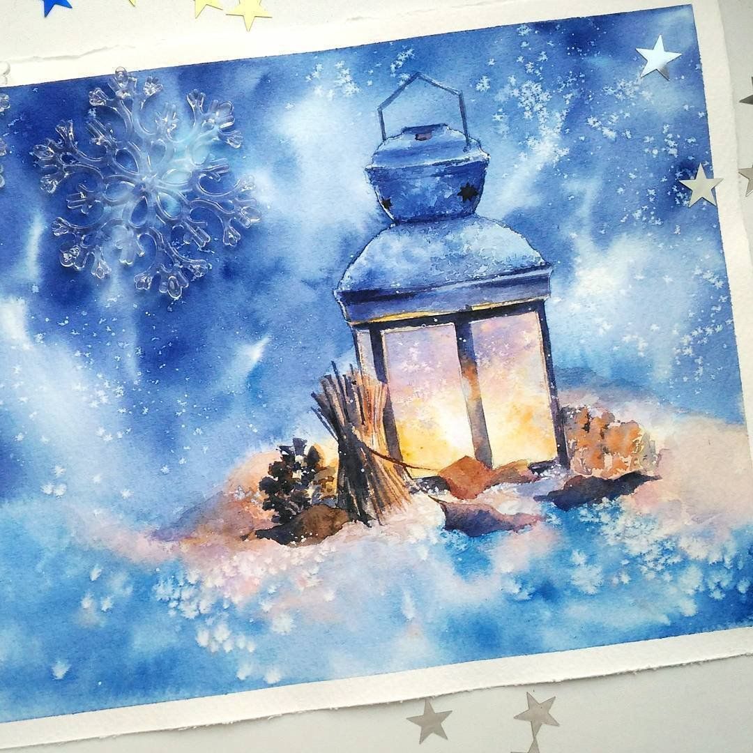 1080x1080 Watercolor Lantern Art In 2018 Watercolor - Lantern Watercolor