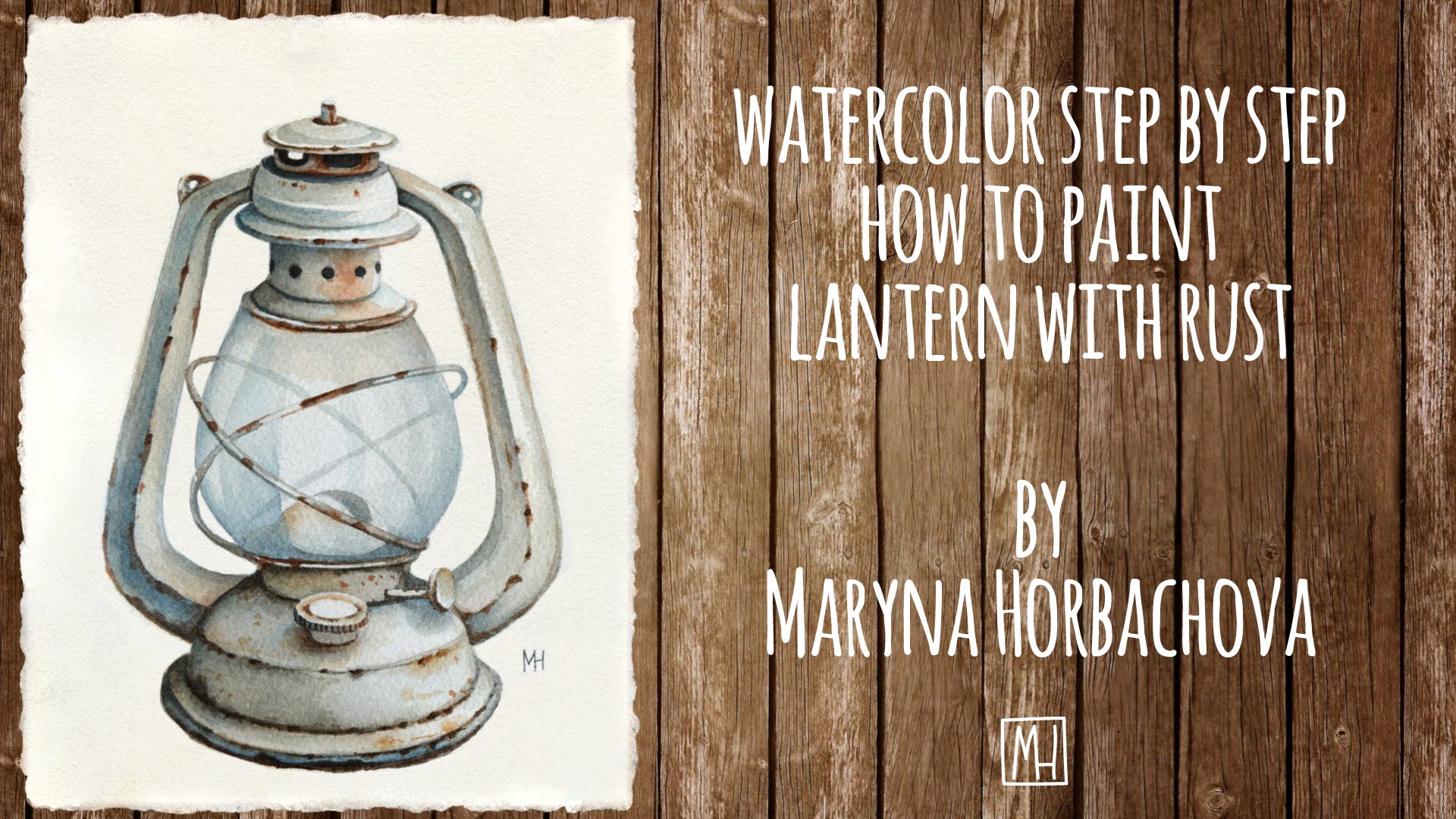 1920x1080 Watercolor Painting. Lantern With Rust. Time Lapse. - Lantern Watercolor