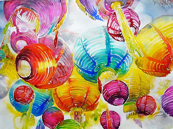 580x434 Good Fortune 2013 Carol Carter Watercolors And Acrylics - Lantern Watercolor
