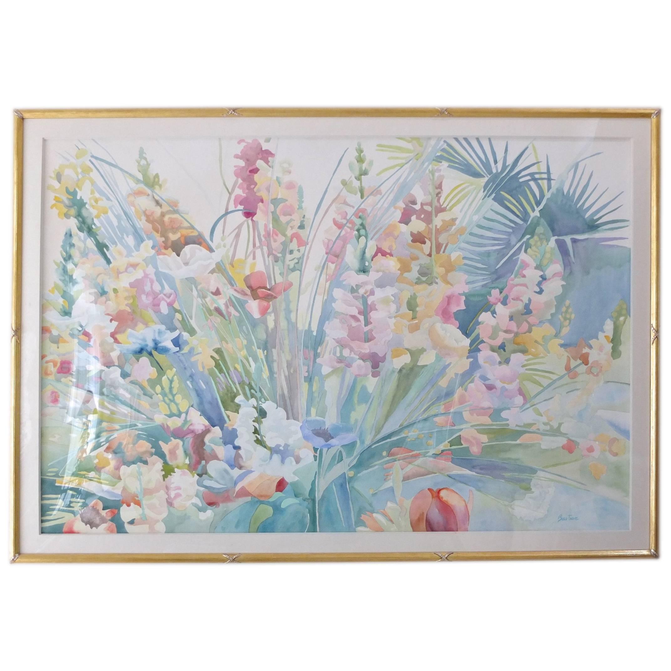 2143x2143 Large Scale Watercolor Spring Blossoms By Linda Bastian For Sale - Large Scale Watercolor Painting