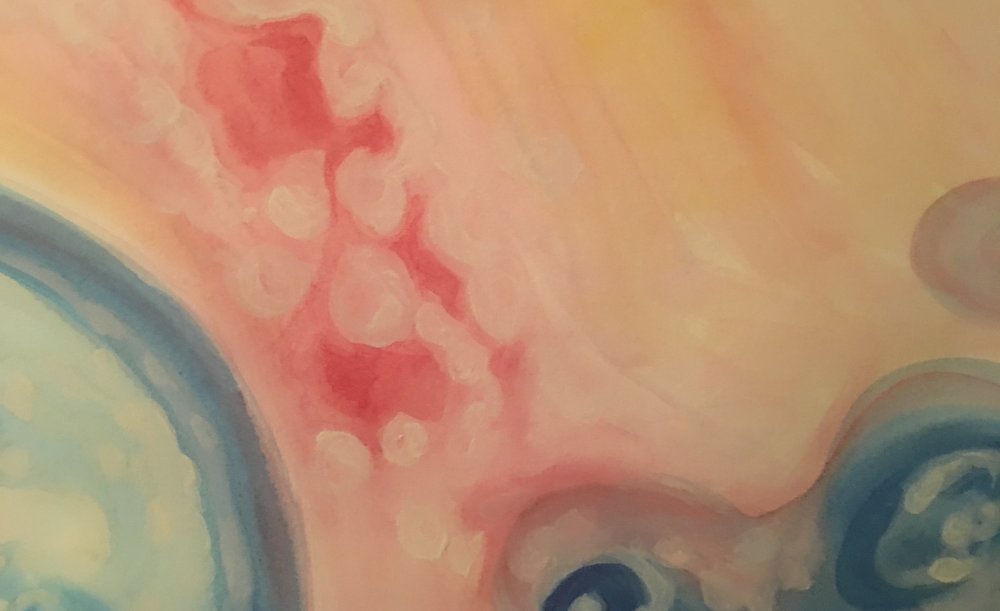 1000x611 Detail From A Large Scale Watercolor In Progress Carrie Able - Large Scale Watercolor Painting