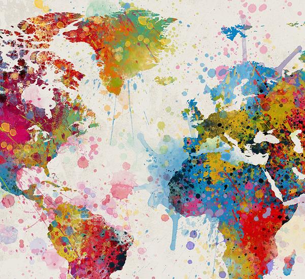 600x550 Extra Large Watercolor World Map, World Map Art, Travel World Map - Large Watercolor