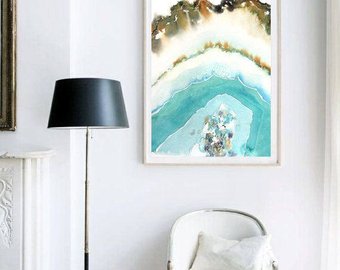 340x270 Green Geode Print Etsy - Large Watercolor