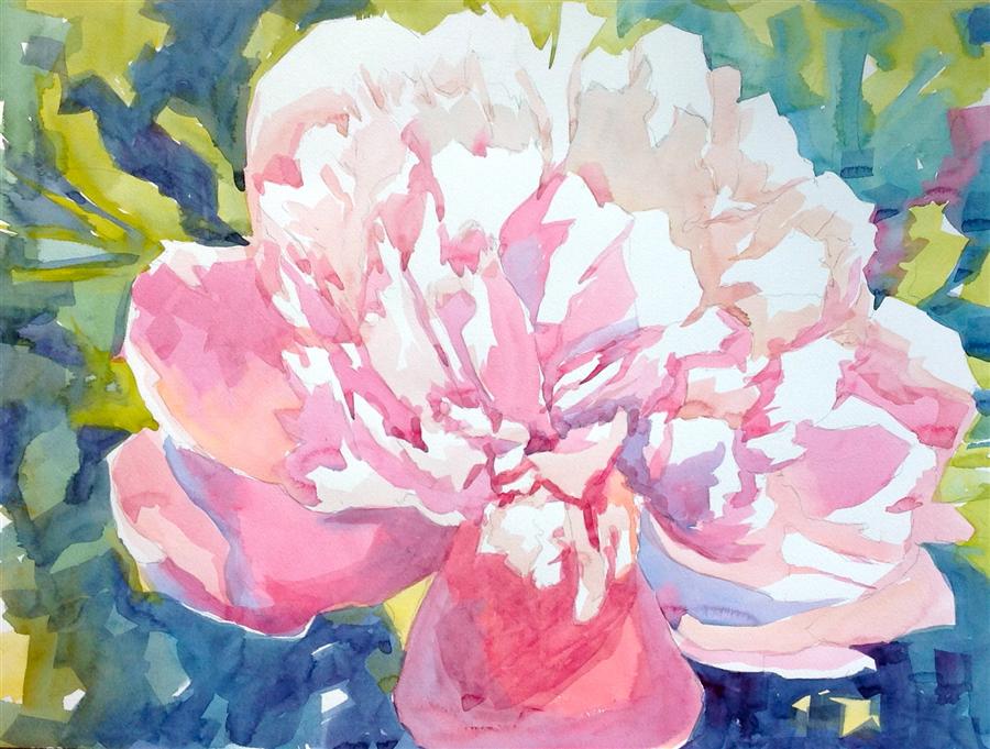 900x681 Large Pink Peony By Jo Mackenzie - Large Watercolor