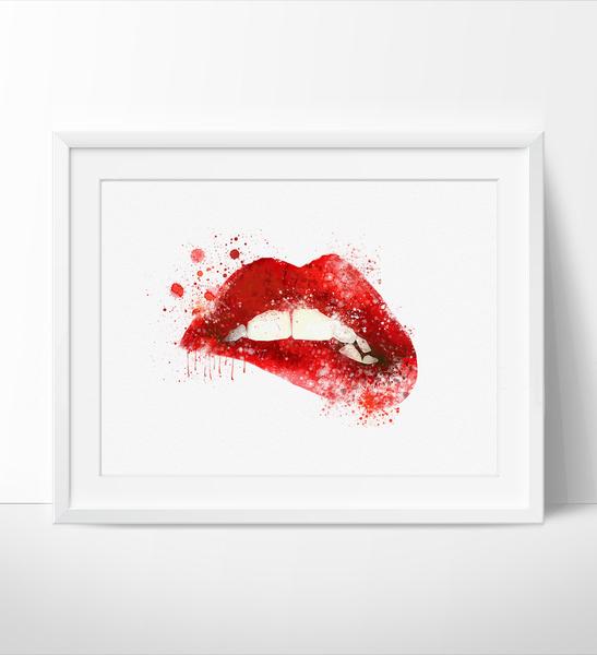 547x600 Lip Watercolor Art, Sexy Lip Art , Large Art Poster, Watercolor - Large Watercolor Art